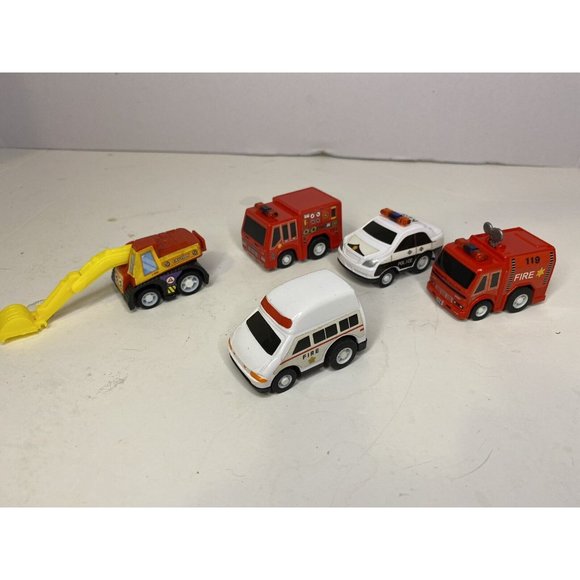 Lot 5 Toy Cars Emergency Vehicles Fire Truck Police Earth Mover Ambulance - Picture 7 of 7
